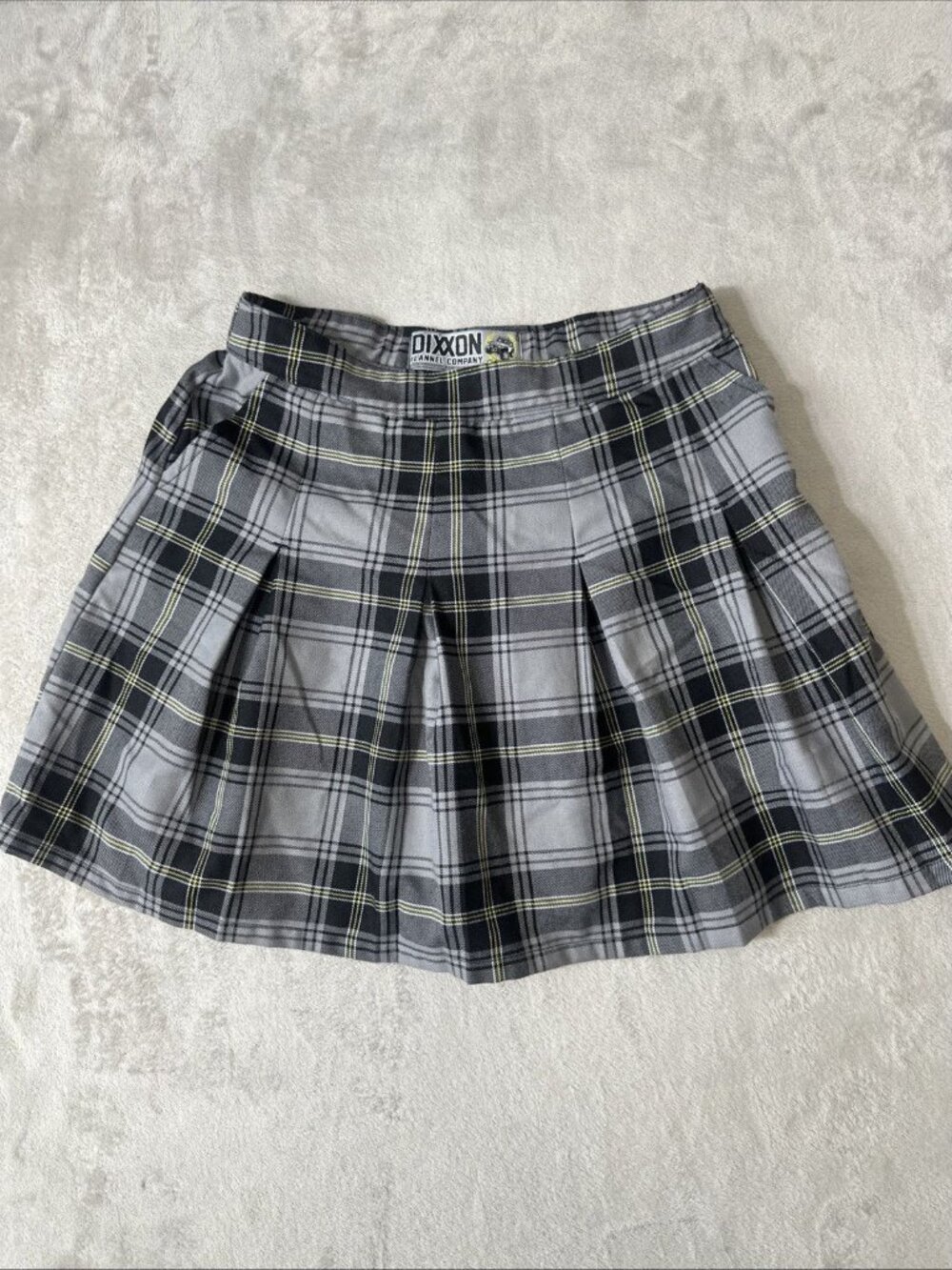 Dixxon Flannel Co Plaid Mini Skirt Pleated Grey Medium Schoolgirl Womens